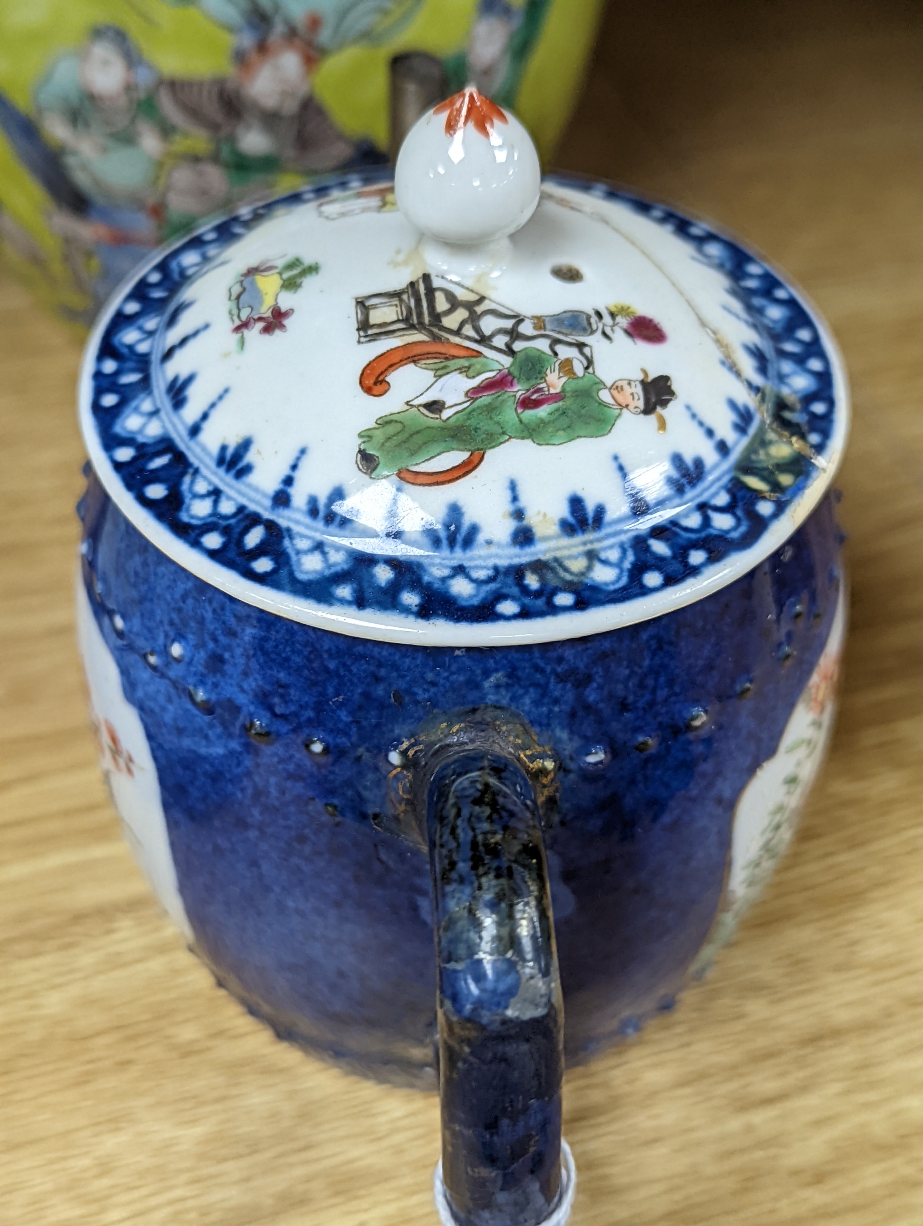 A collection of 19th and 20th century Chinese ceramics, tallest item jar and cover 15 cms high.